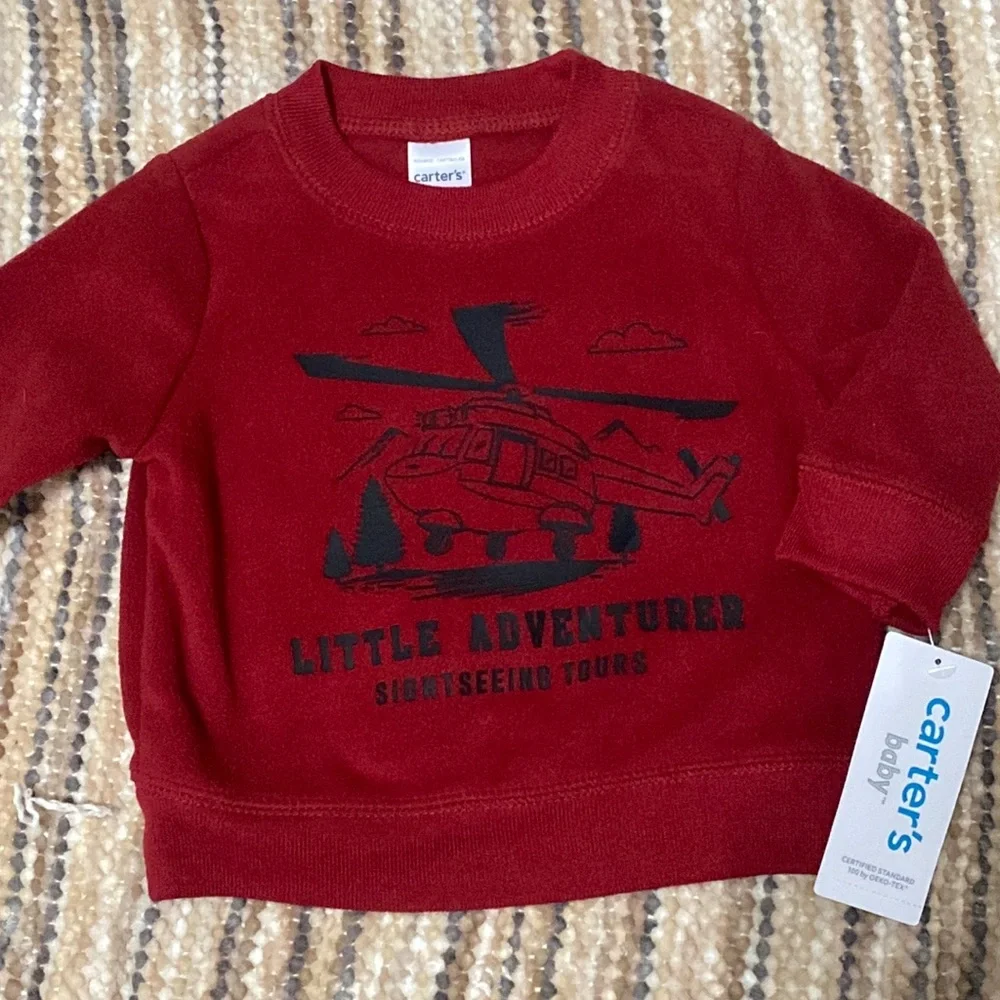 Carters Baby Boy Helicopter Mountain Sweatshirt Pants Onesie Outfit Set 3M